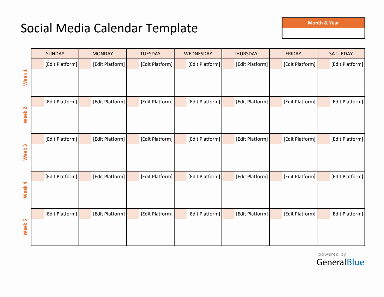 Free Downloadable Social Media Calendar & Planner Template Word Format