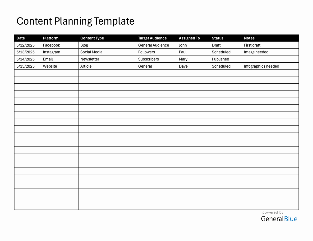 Free Social Media Content Planner Template | Editable in Word