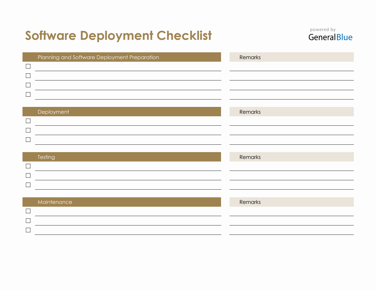Software Deployment Checklist in Word
