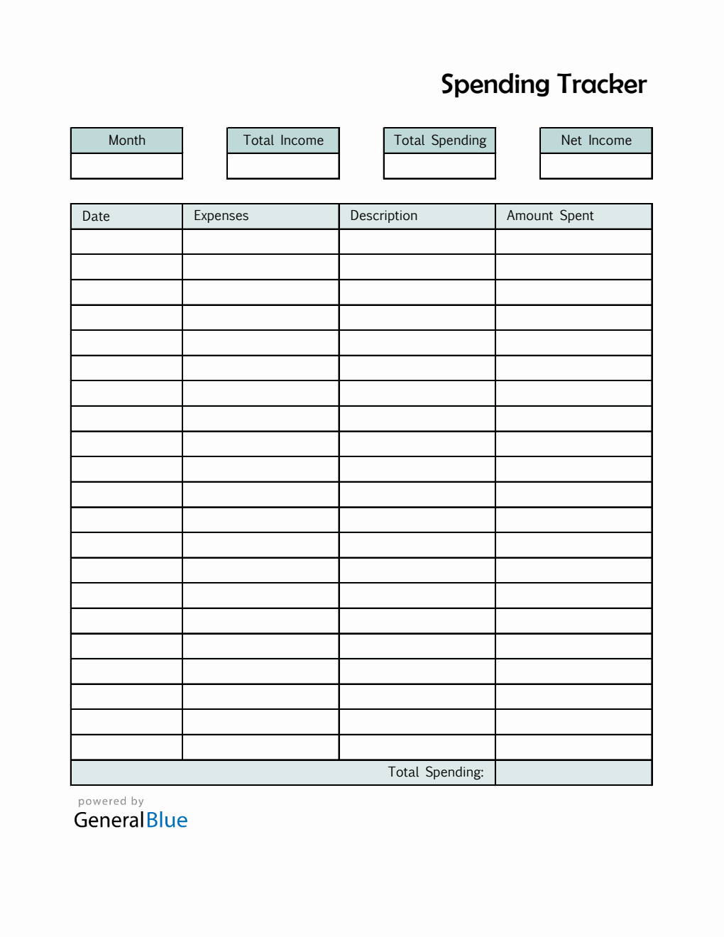 Spending Tracker in Excel (Basic)