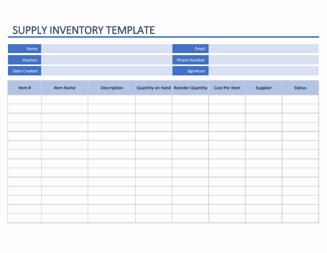 Excel Supply Inventory Template