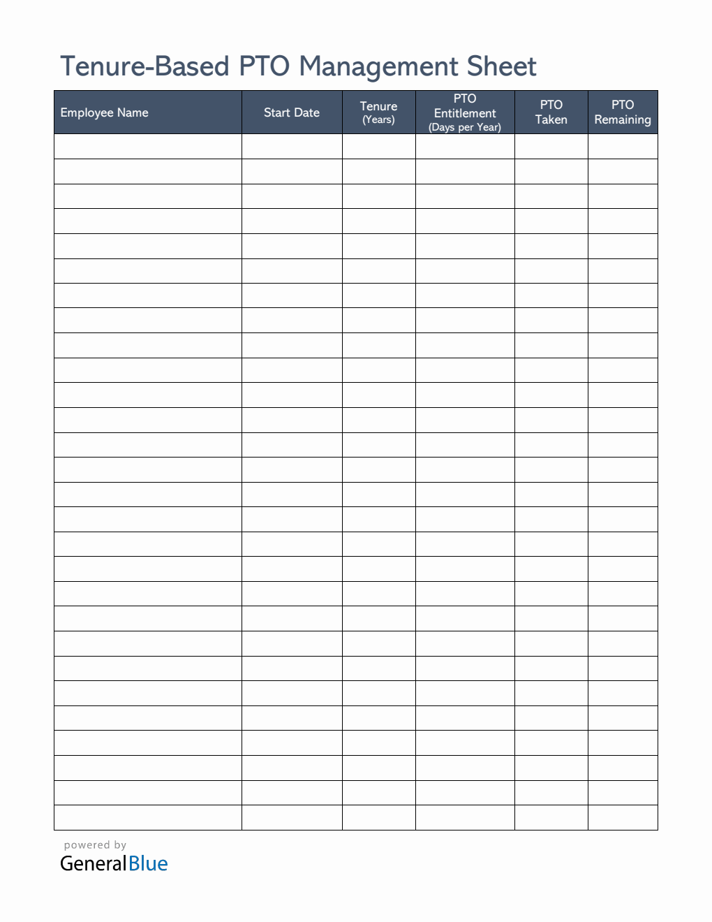  Tenure-Based PTO Management Sheet Template (PDF)