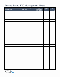 Tenure-Based PTO Management Sheet Template (Word)