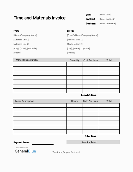 Time And Materials Templates Time And Materials Templates