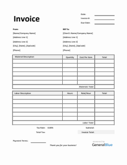 Time And Materials Invoice In Excel Simple