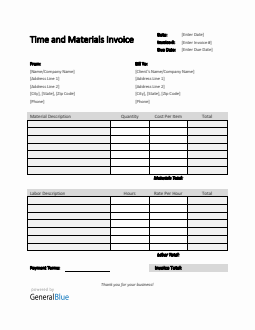 Time and Materials Invoice in Word (Simple)