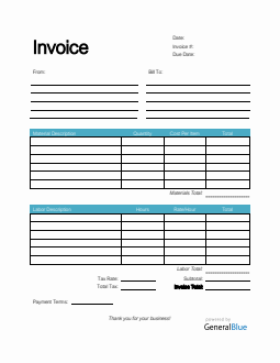 Time and Materials Invoice with Tax Calculation in PDF (Basic)