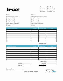 Time and Materials Invoice with Tax Calculation in Word (Basic)