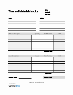 Time and Materials Invoice in PDF (Simple)