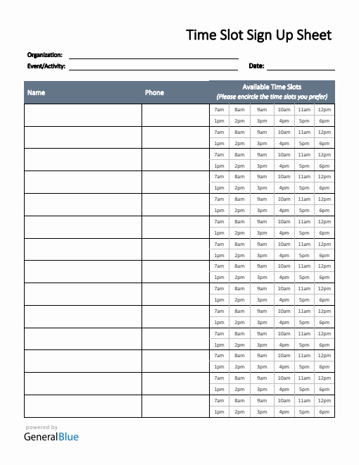 Sign Up Sheet Templates