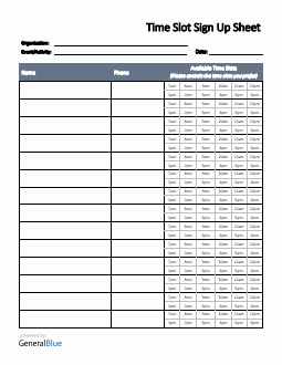 Time Slot Sign Up Sheet Template In Word Basic