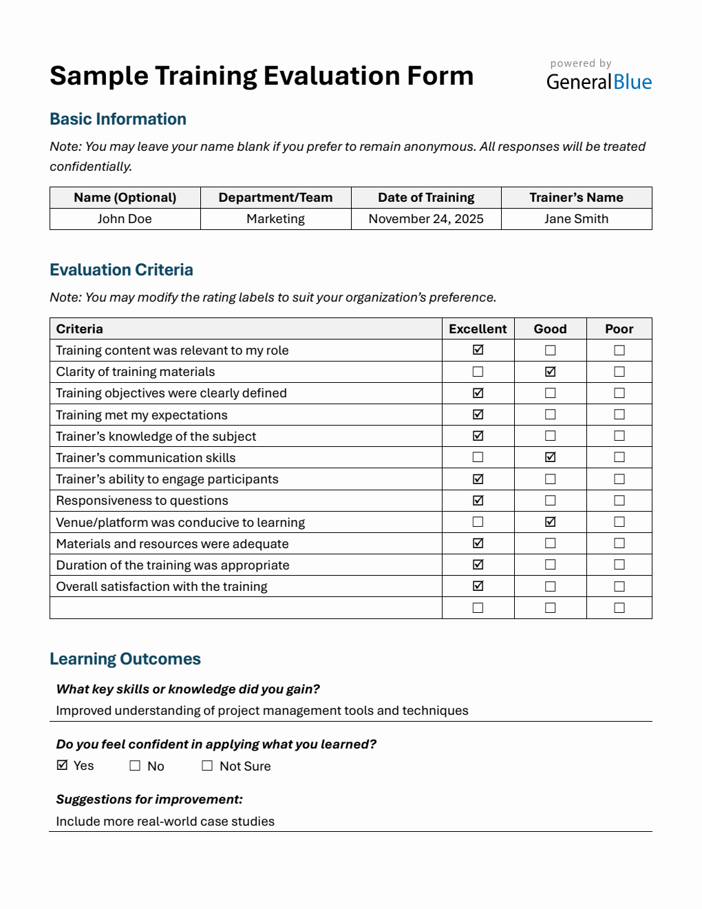 User Training Review Form Simple Training Evaluation Form – Free Download in Word