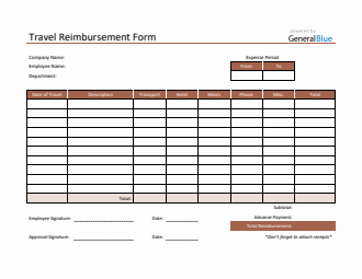 Travel Reimbursement Form in Word (Basic)
