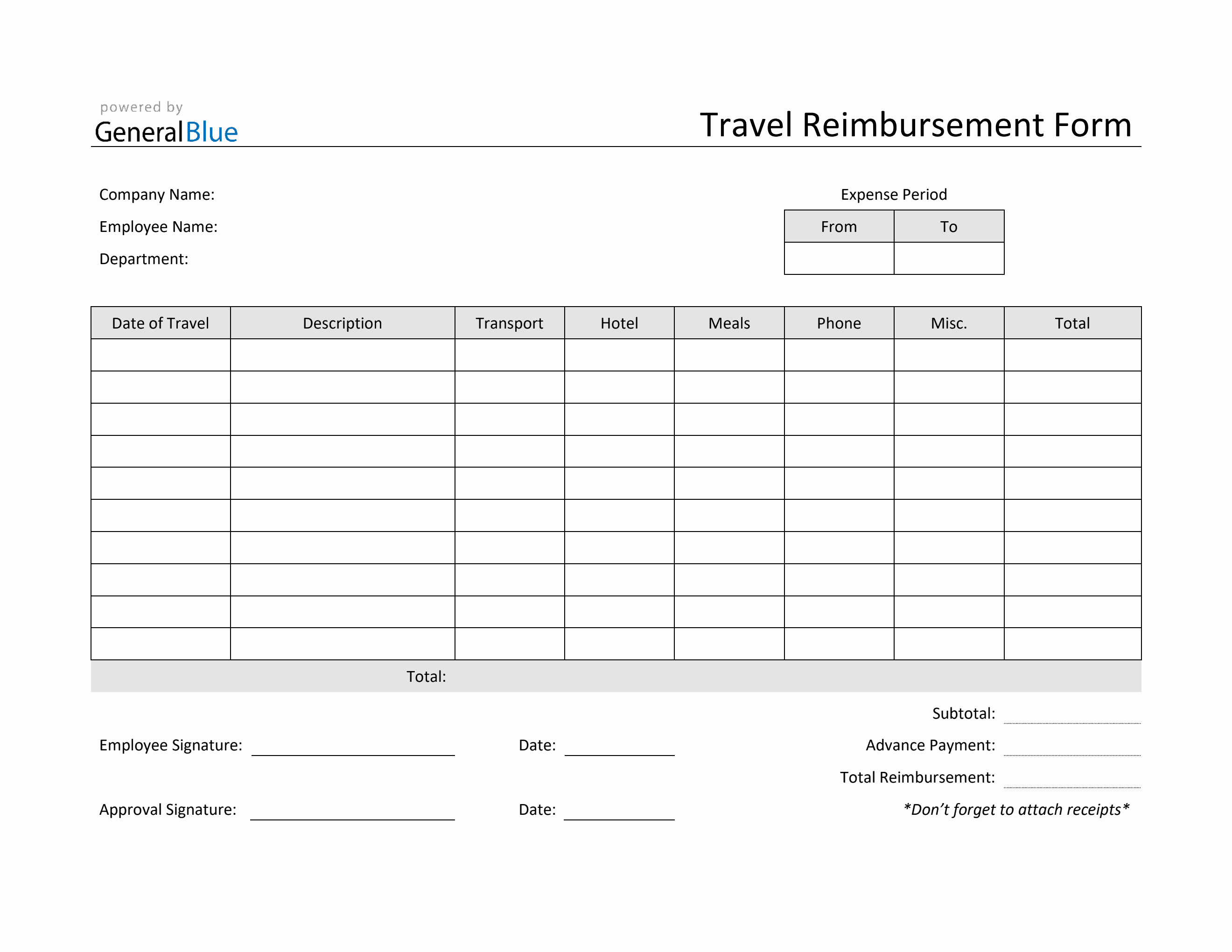 travel reimbursement employee