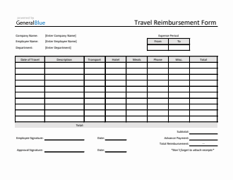 Travel Reimbursement Form in Word (Simple)