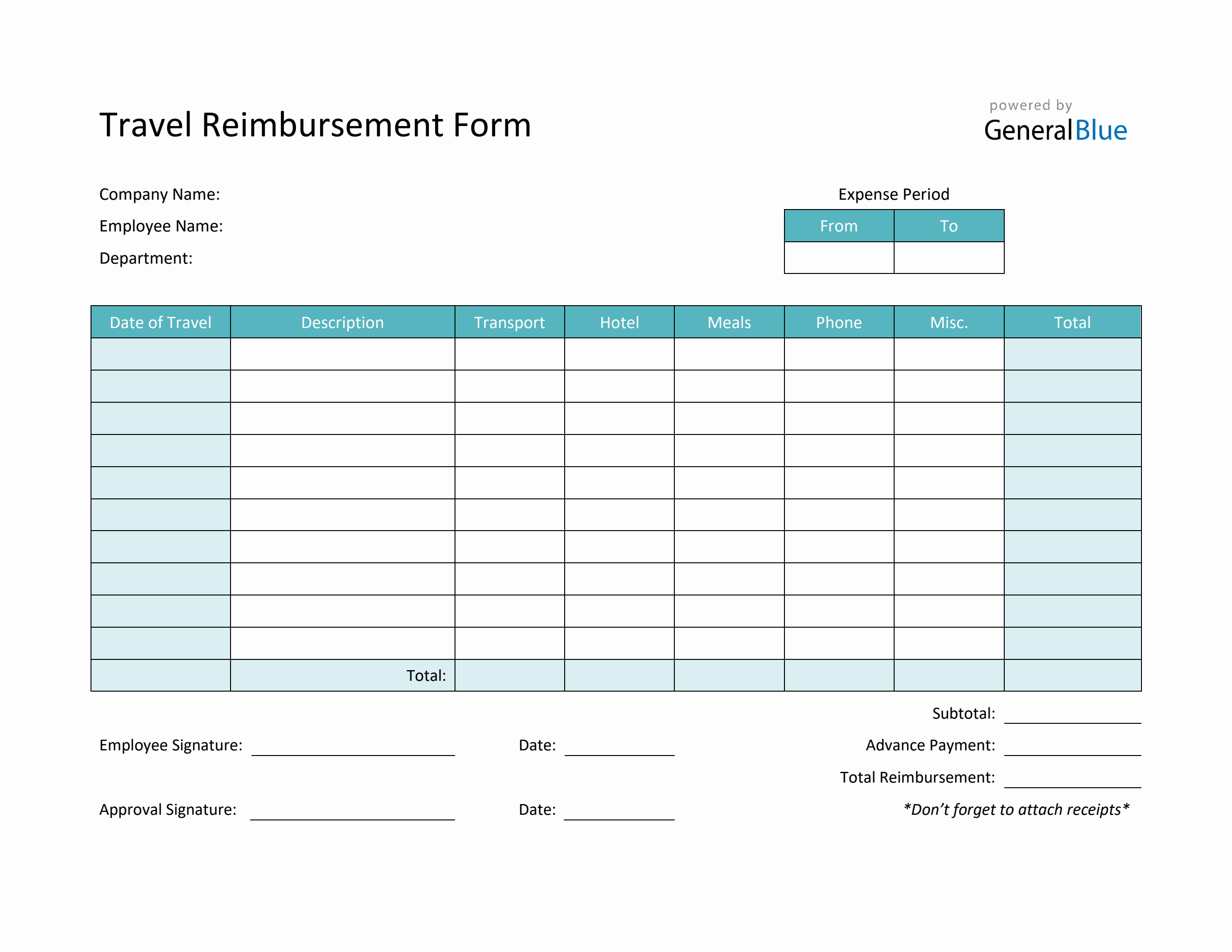 travel reimbursement form in pdf (colorful)
