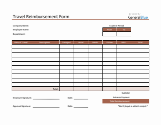 Travel Reimbursement Form in PDF (Basic)