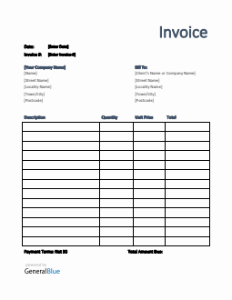 Invoice Template for U.K. in PDF (Printable)
