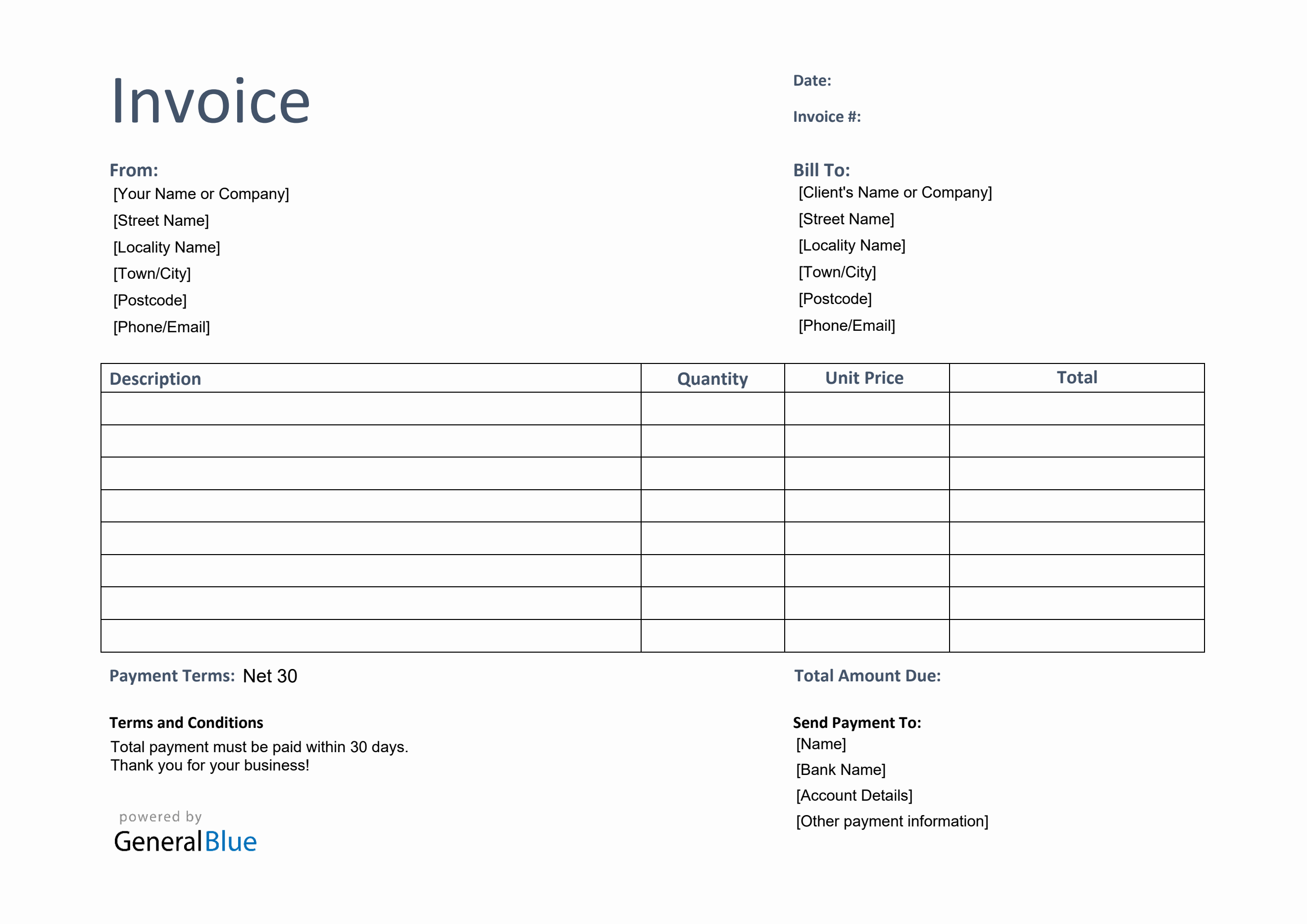 Invoice Template For U K In PDF Basic