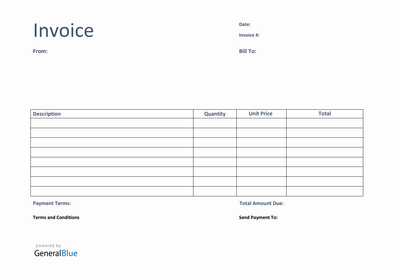 Invoice Template for U.K. in PDF (Basic)