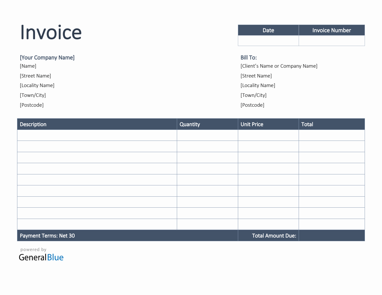 Invoice Template For U K In Word Basic