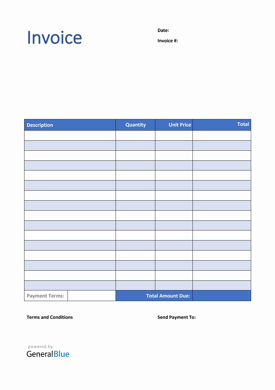 Invoice Template for U.K. in PDF (Striped)