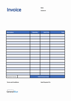 Invoice Template for U.K. in Excel (Striped)
