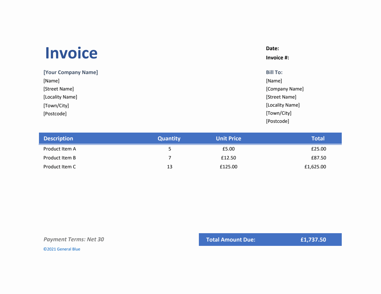 Free Excel Invoice Templates