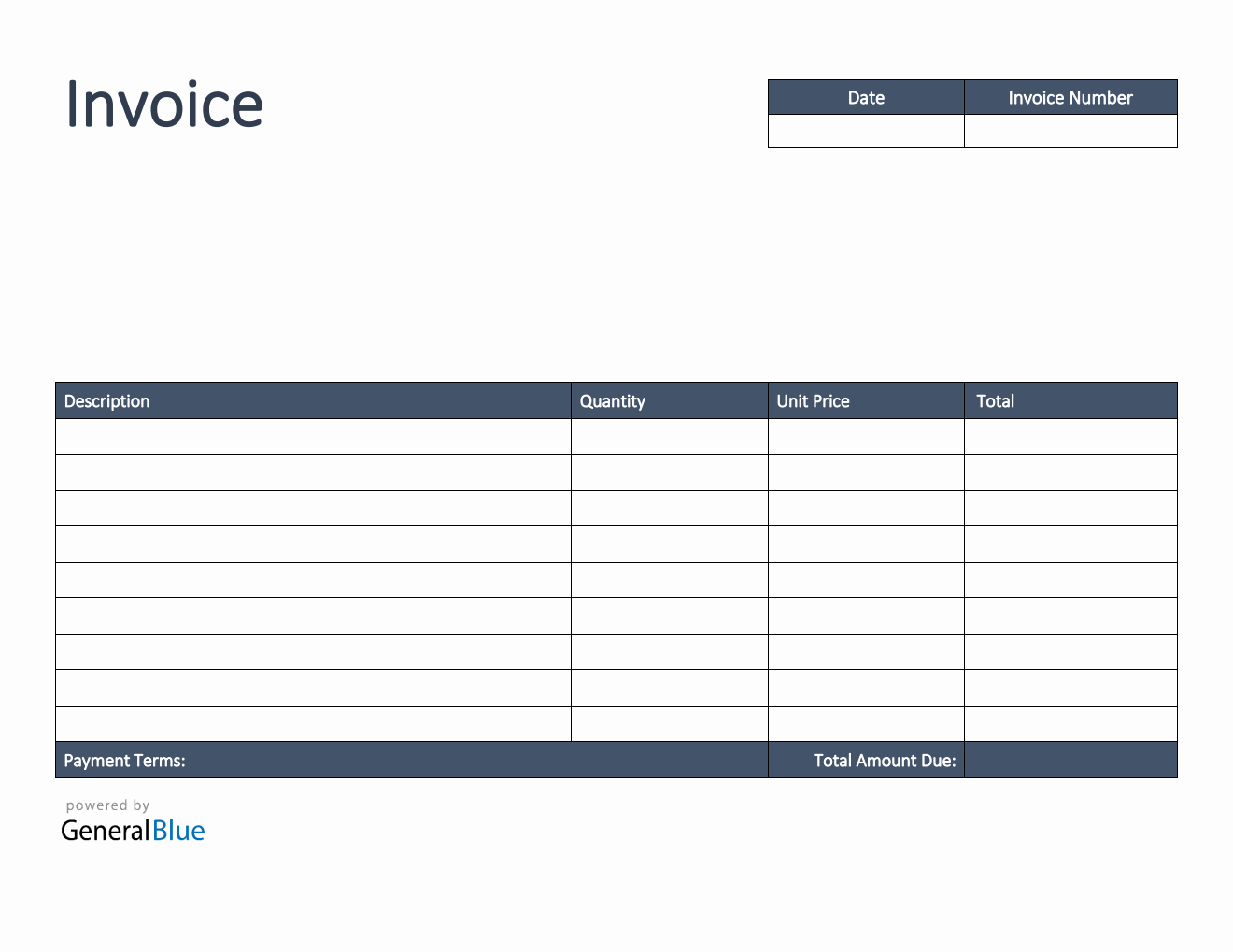 Invoice Template for U.K. in PDF (Bordered)