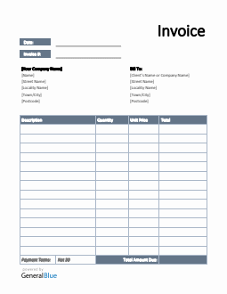 Invoice Template for U.K. in Word (Simple)