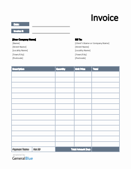 invoice template for u k in word blue