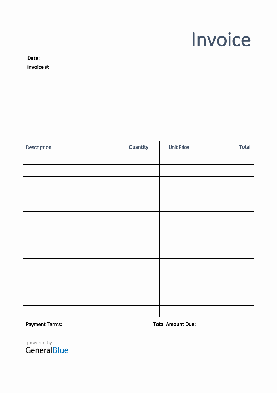 Invoice Template for U.K. in PDF (Printable)