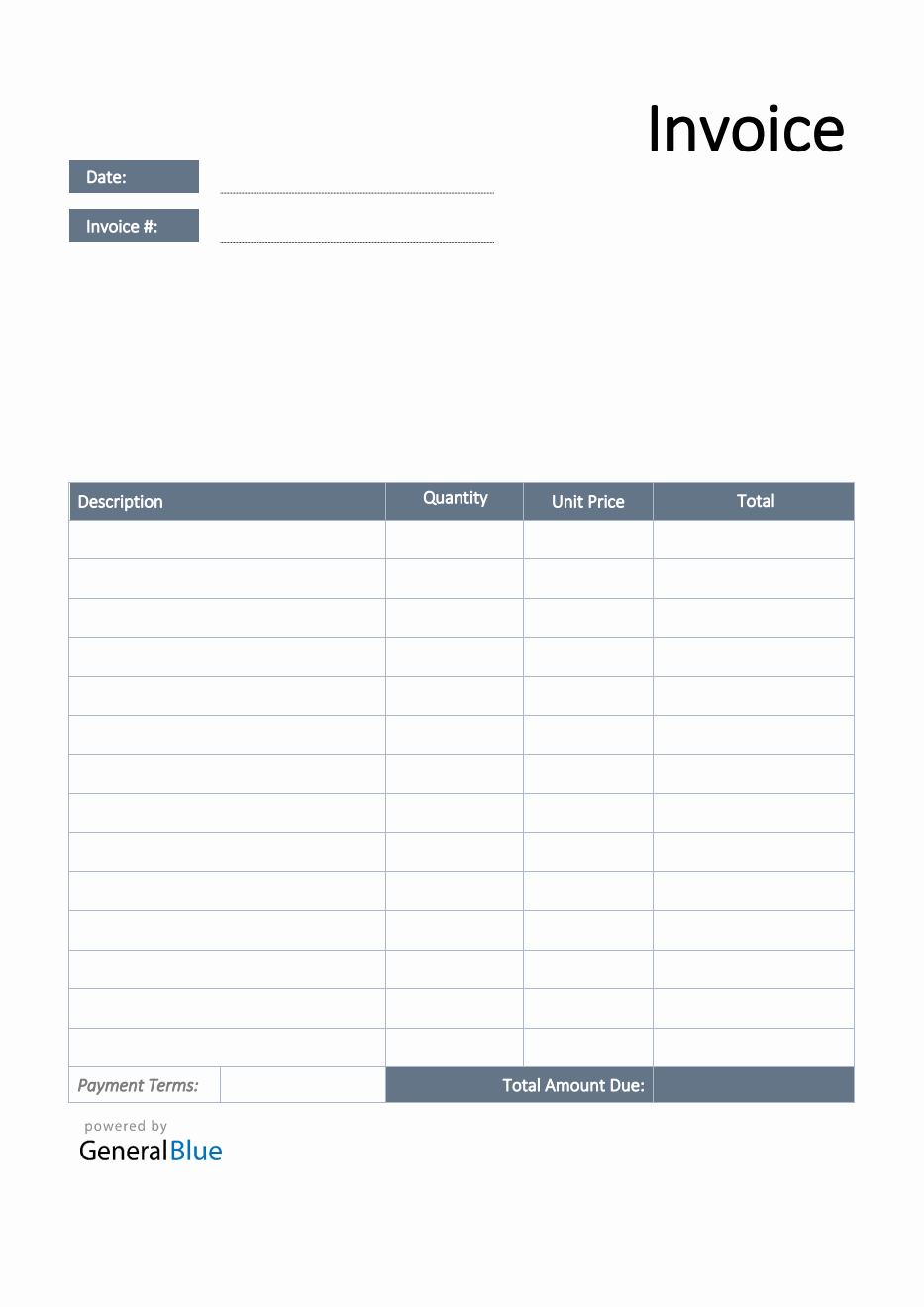 Invoice Template for U.K. in PDF (Simple)