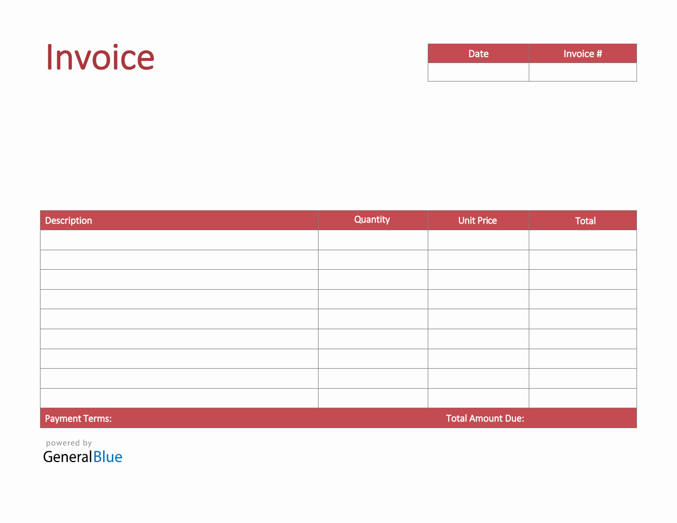 U.S. Invoice Template in PDF (Bordered)