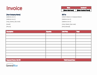 U.S. Invoice Template in Word (Bordered)