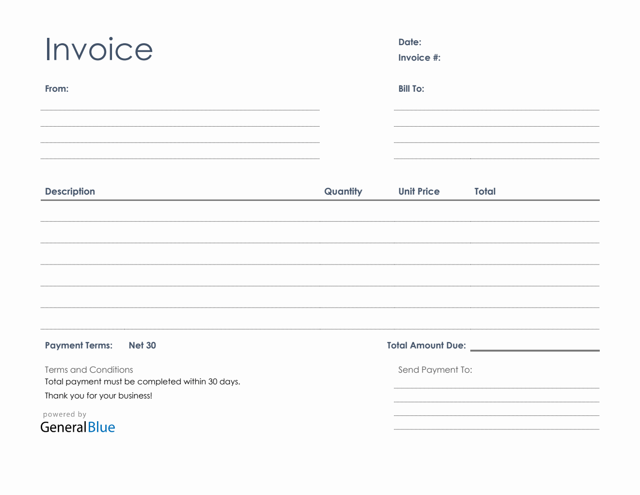 U.S. Invoice Template in PDF (Basic)