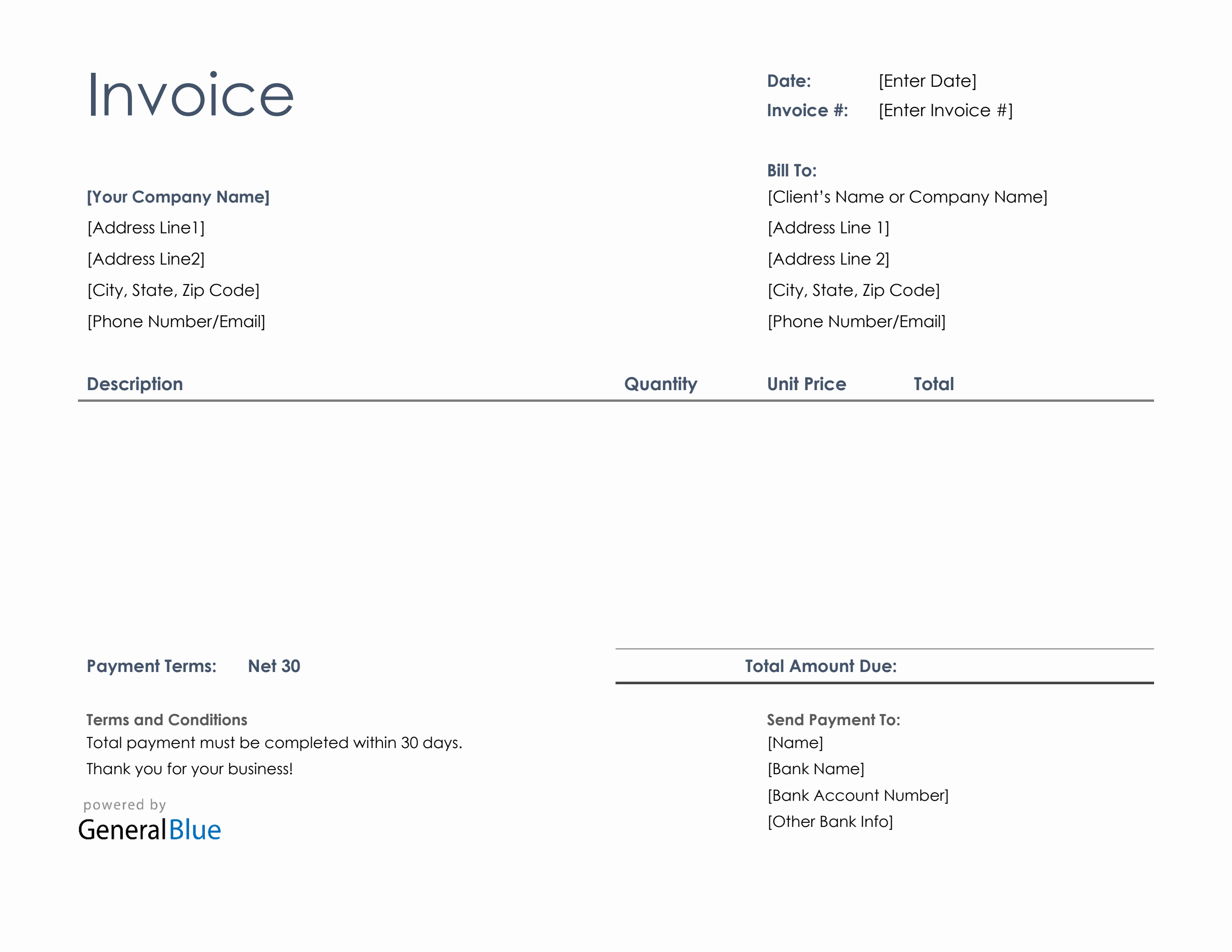 U.S. Invoice Template in Word (Basic)