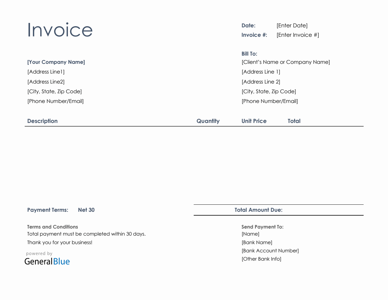 Us Invoice Template Templates