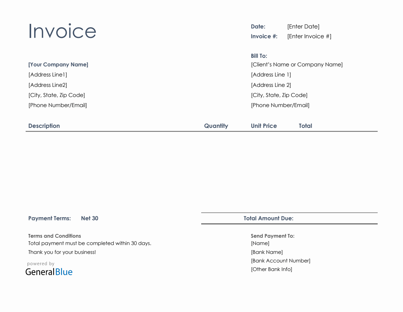 U.S. Invoice Template in Word (Basic)