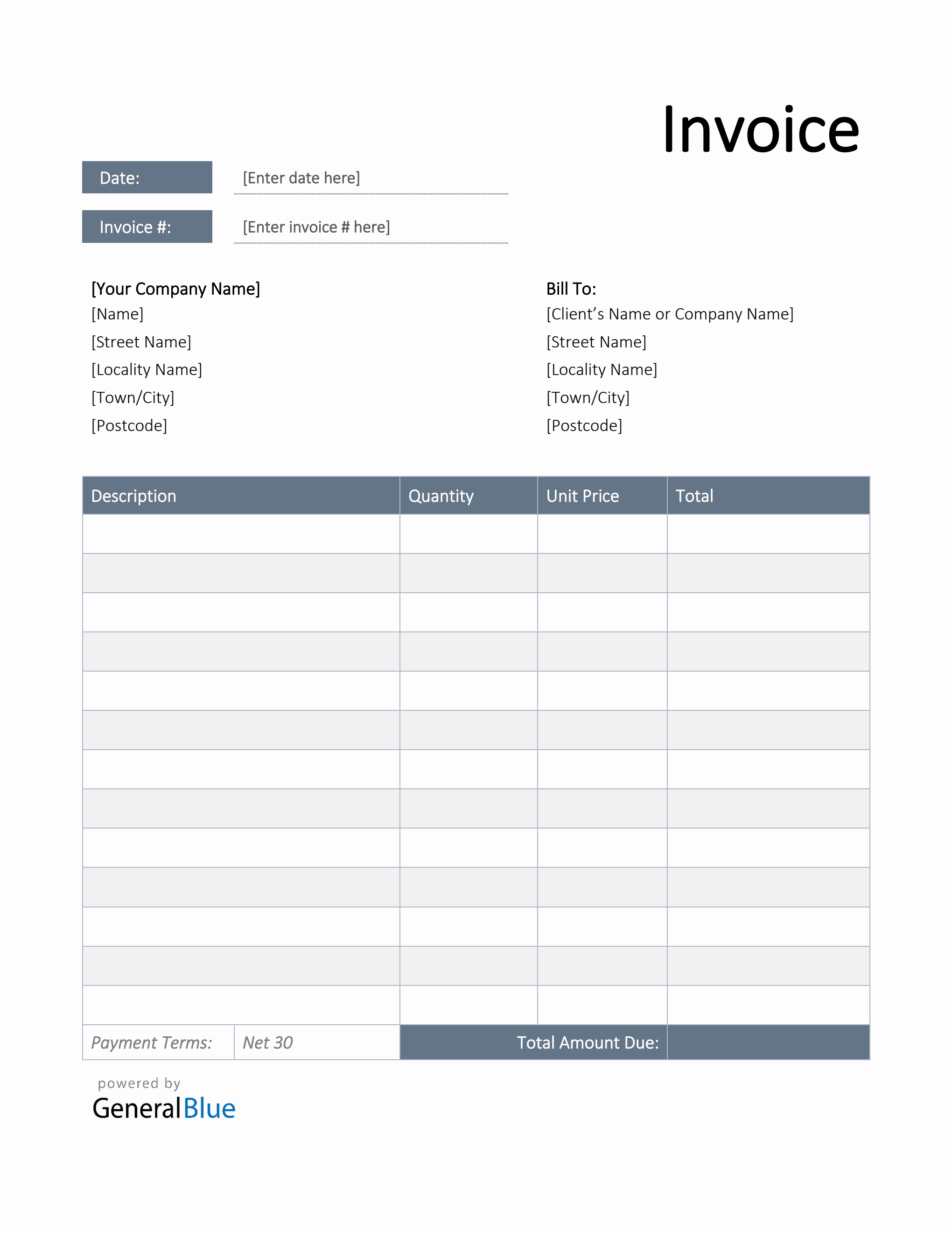 u s invoice template in word simple