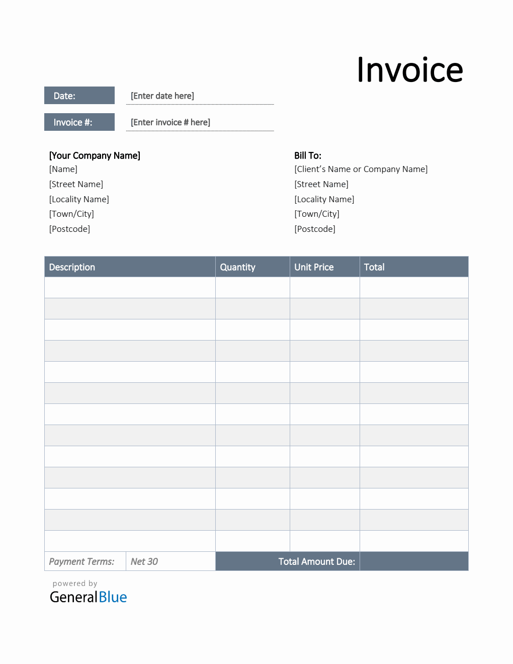 U.S. Invoice Template in Word (Simple)