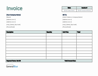 U.S. Invoice Template in Excel (Plain)