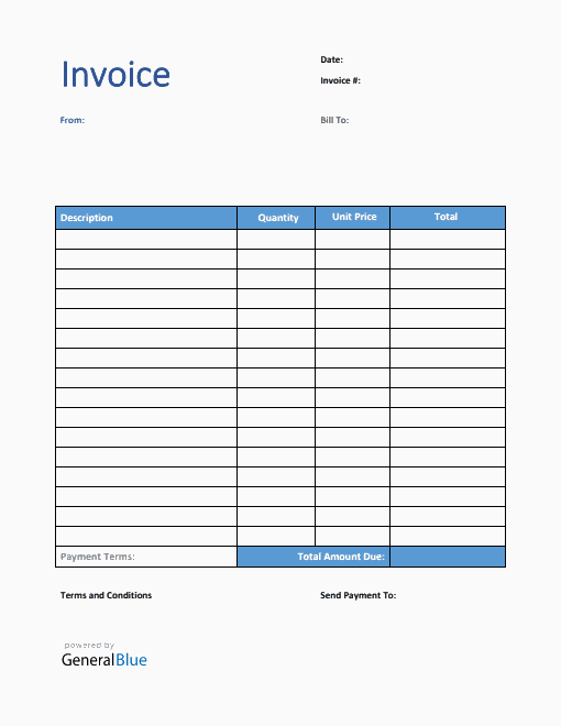 U.S. Invoice Template in PDF (Striped)
