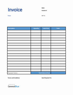 U.S. Invoice Template in Excel (Striped)