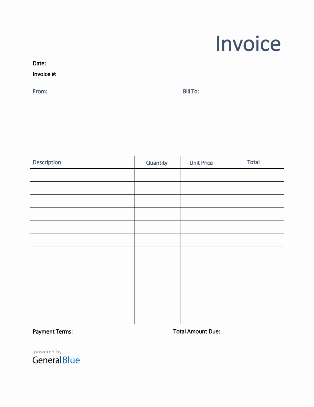 U.S. Invoice Template in PDF (Printable)
