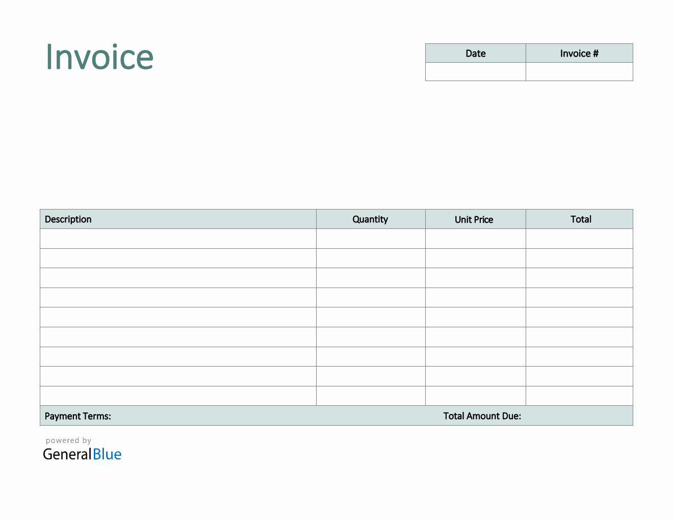 U.S. Invoice Template in PDF (Plain)