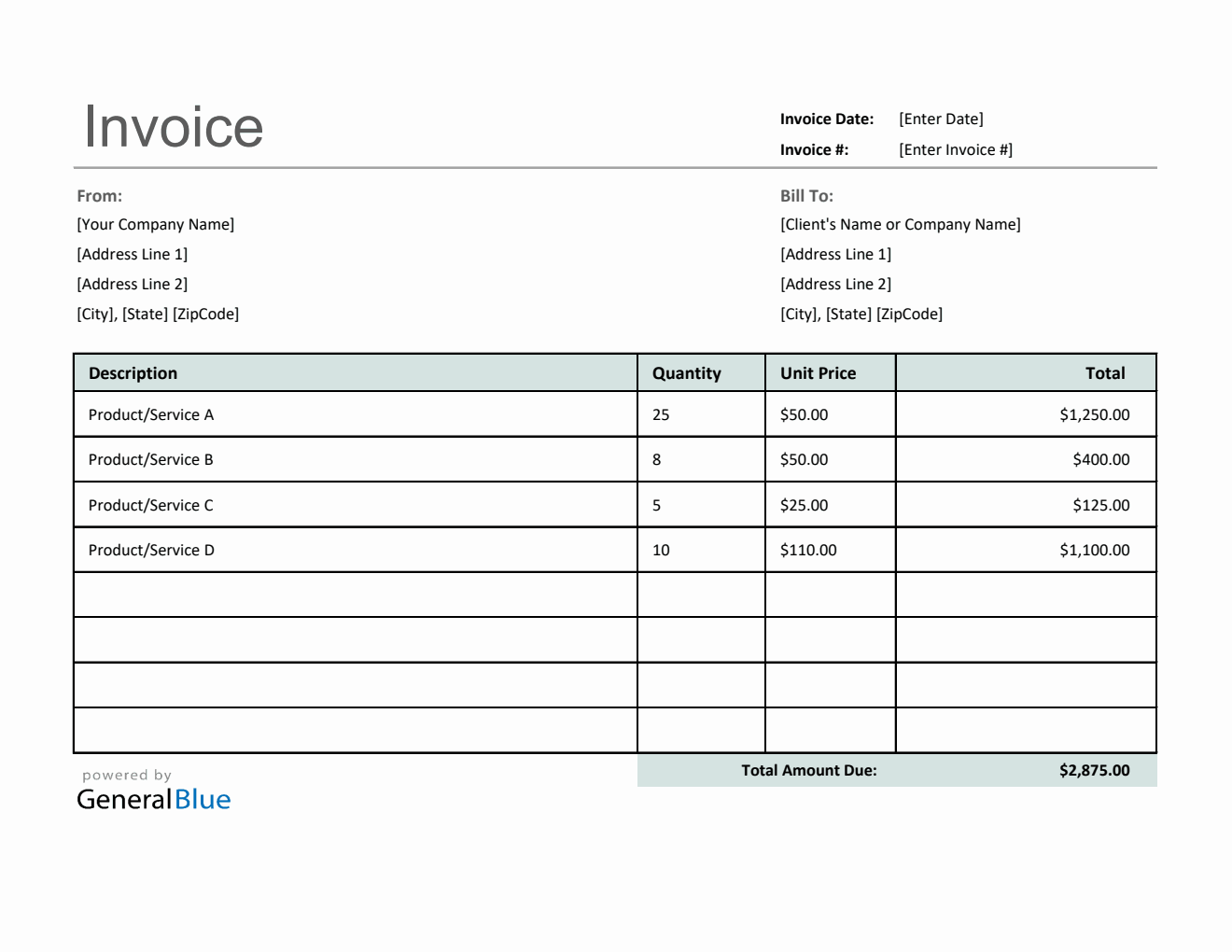 Image 2 for Excel Invoice Template 2003