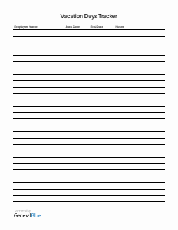 Vacation Days Tracker - Free Word Download