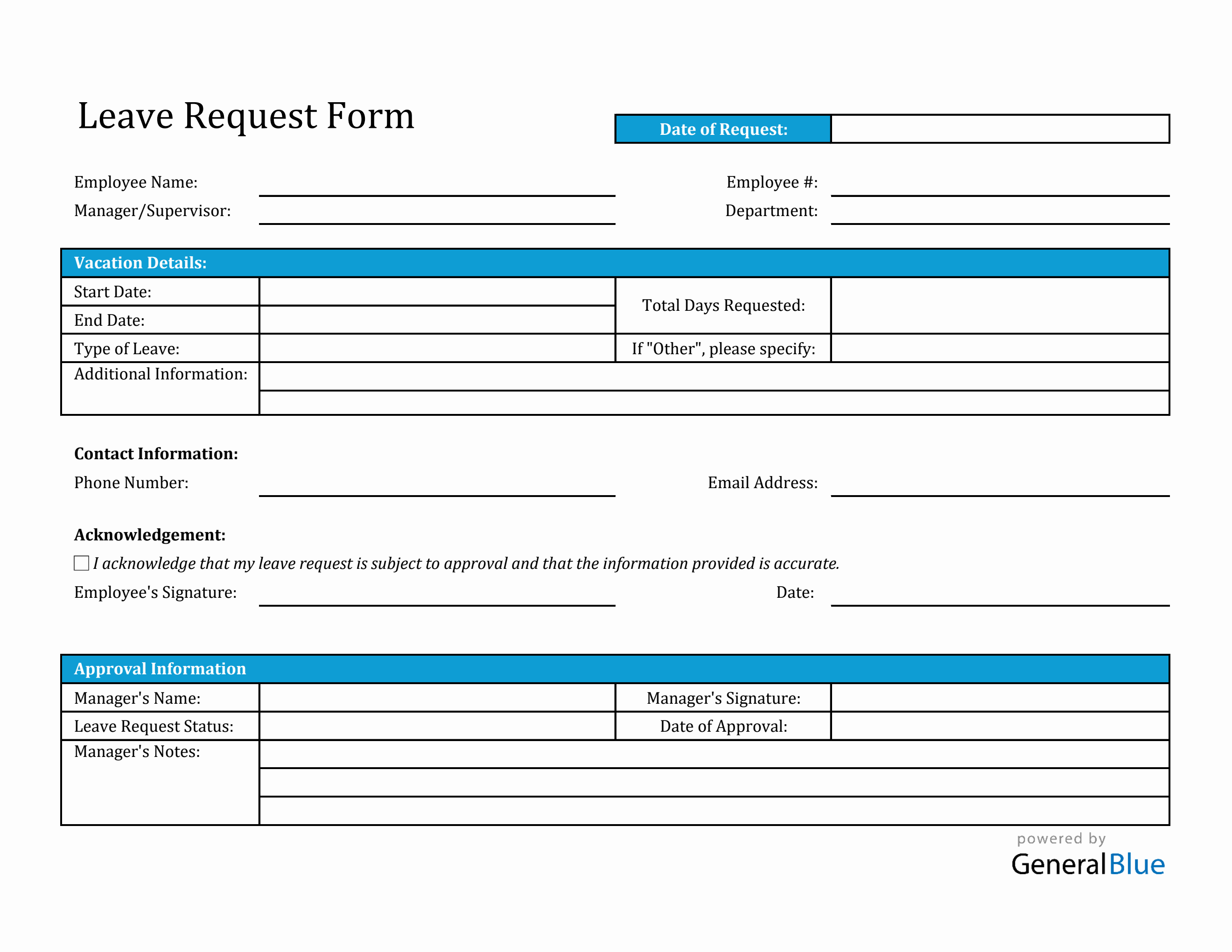 Free Excel Employee Leave Request Form Templates