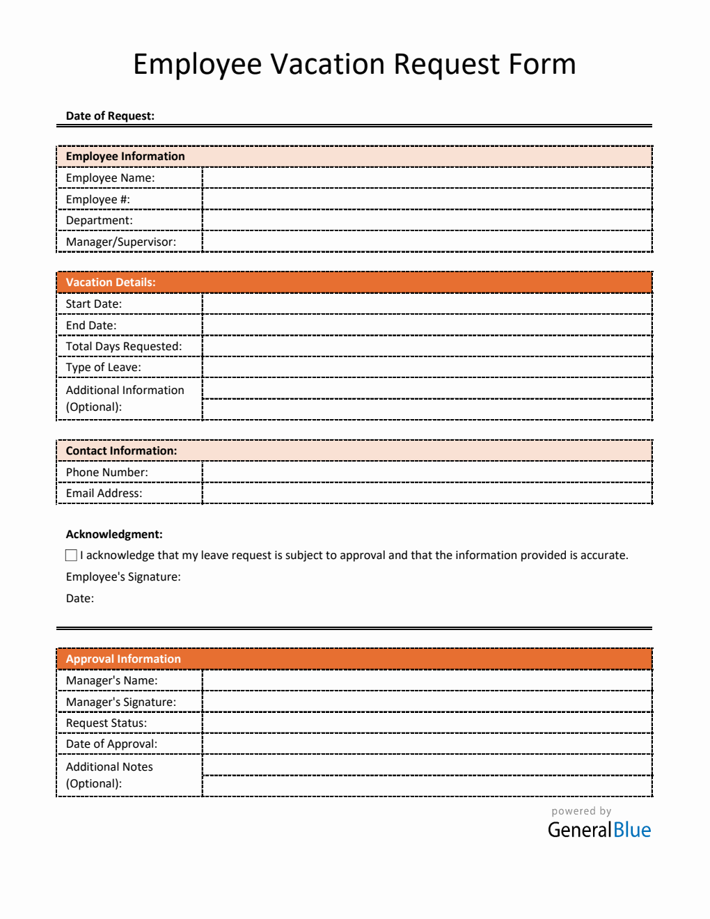 Holiday Request Form Example Free Editable Vacation Request Form in PDF